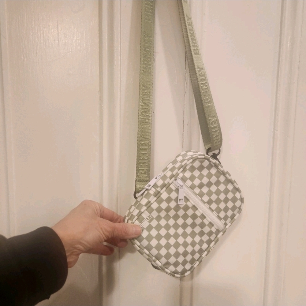Brixley Small Green/ White Checkered Crossbody Bag with Built-In Card Holder - Picture 9 of 10